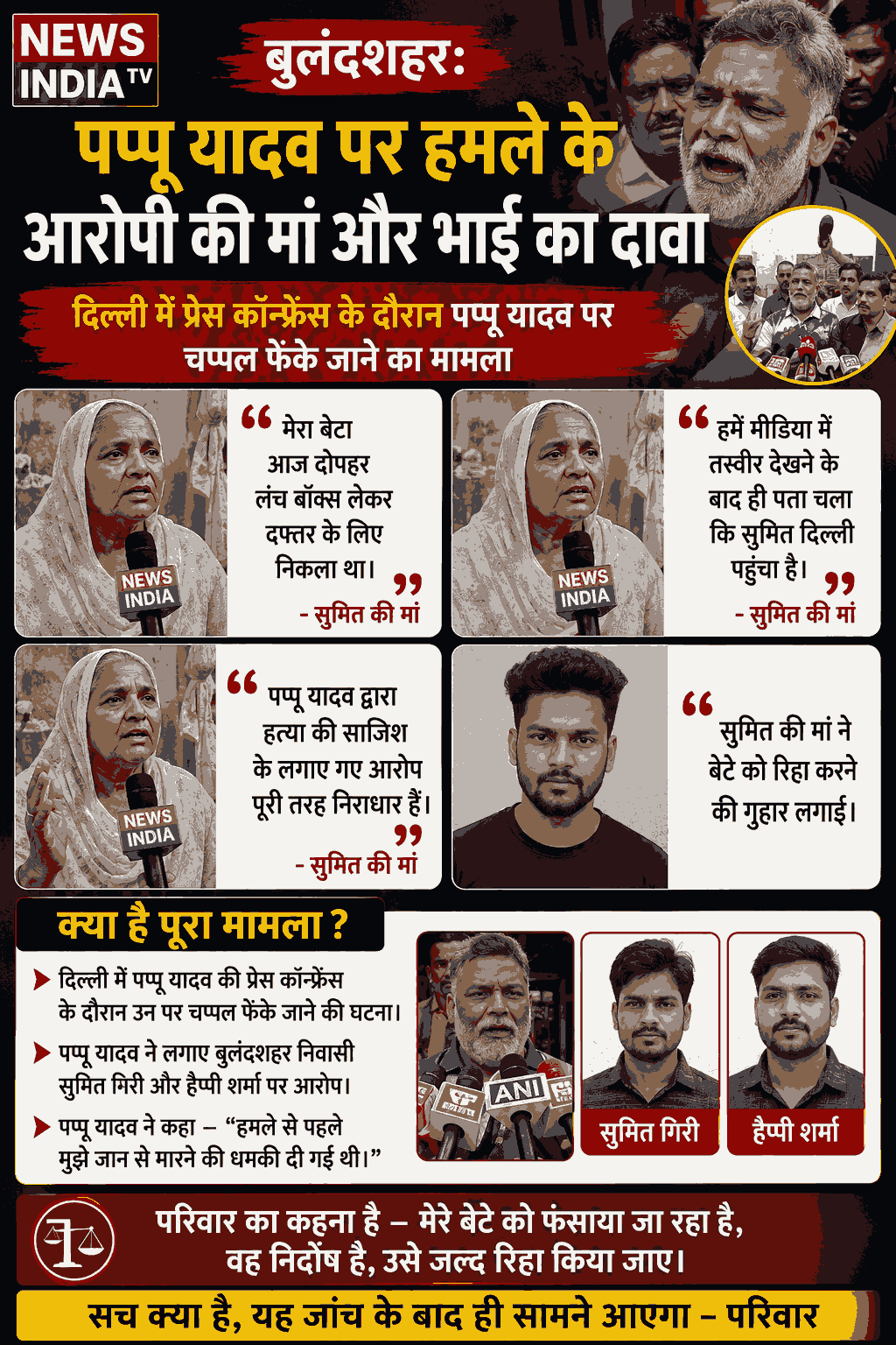 पप्पू यादव पर चप्पल फेंकने के आरोपी की मां बोलीं- बेटा बेगुनाह है