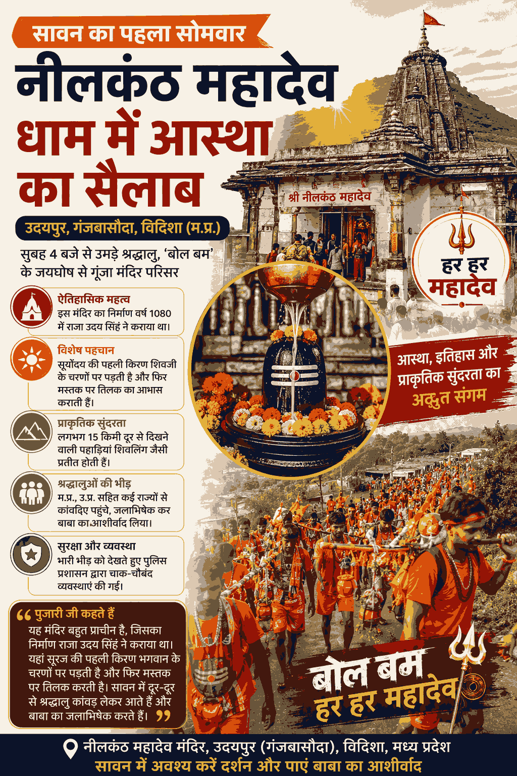 "सावन के पहले सोमवार नीलकंठ महादेव में उमड़ा आस्था का सैलाब"